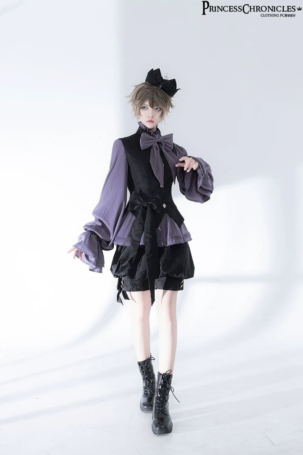 Princess Chronicles - Hunting Rabbit 2.0 - Ouji Lolita Retro Cool Purple Shirt & Shorts Set