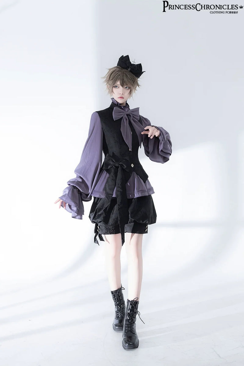 Princess Chronicles - Hunting Rabbit 2.0 - Ouji Lolita Retro Cool Purple Shirt & Shorts Set