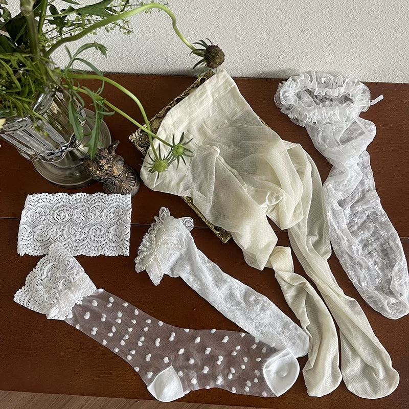 Sock Noble - Layering Mix - Socks and Leg Ring Options with Lace Details