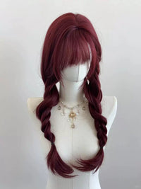 Kunkun Fish - Smiling Rose - red long wave wig - [Airy fringe] Smiling Rose red - hair net