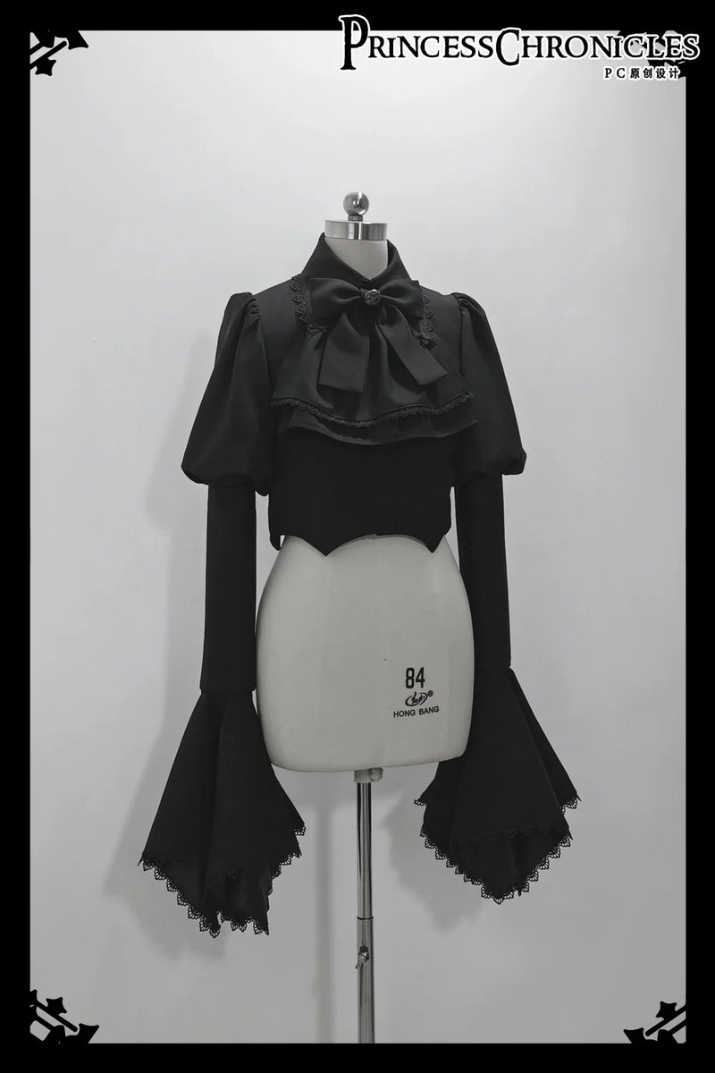 Sorcerer's law - Retro Gothic Lolita Coat Black Ninth Pants S Coat