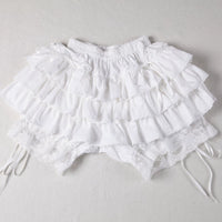 Lace Garden - White Rose - Milky-White Layered Skirt with Pumpkin Shorts - Milky white / S