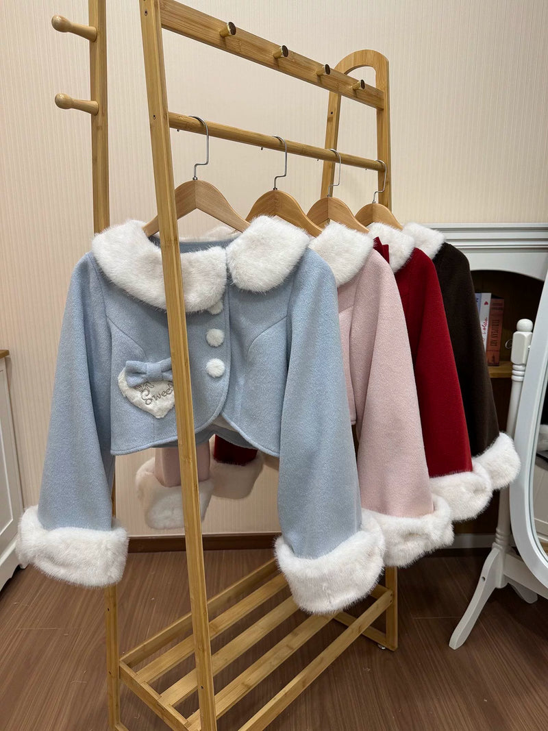 Christmas Peter Pan Collar Plush-Trim Lolita Cape — additional product view