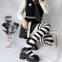 Black-and-white stripes---Over-the-knee socks / One Size