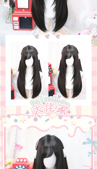 Dalao Home - Nan Yuan - side-fringe long straight wig - Nan Yuan Black Tea