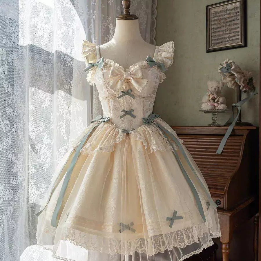 Sweetheart Dream Machine - Moonlight Ballet - Boned JSK Dress Set with a Tail Veil