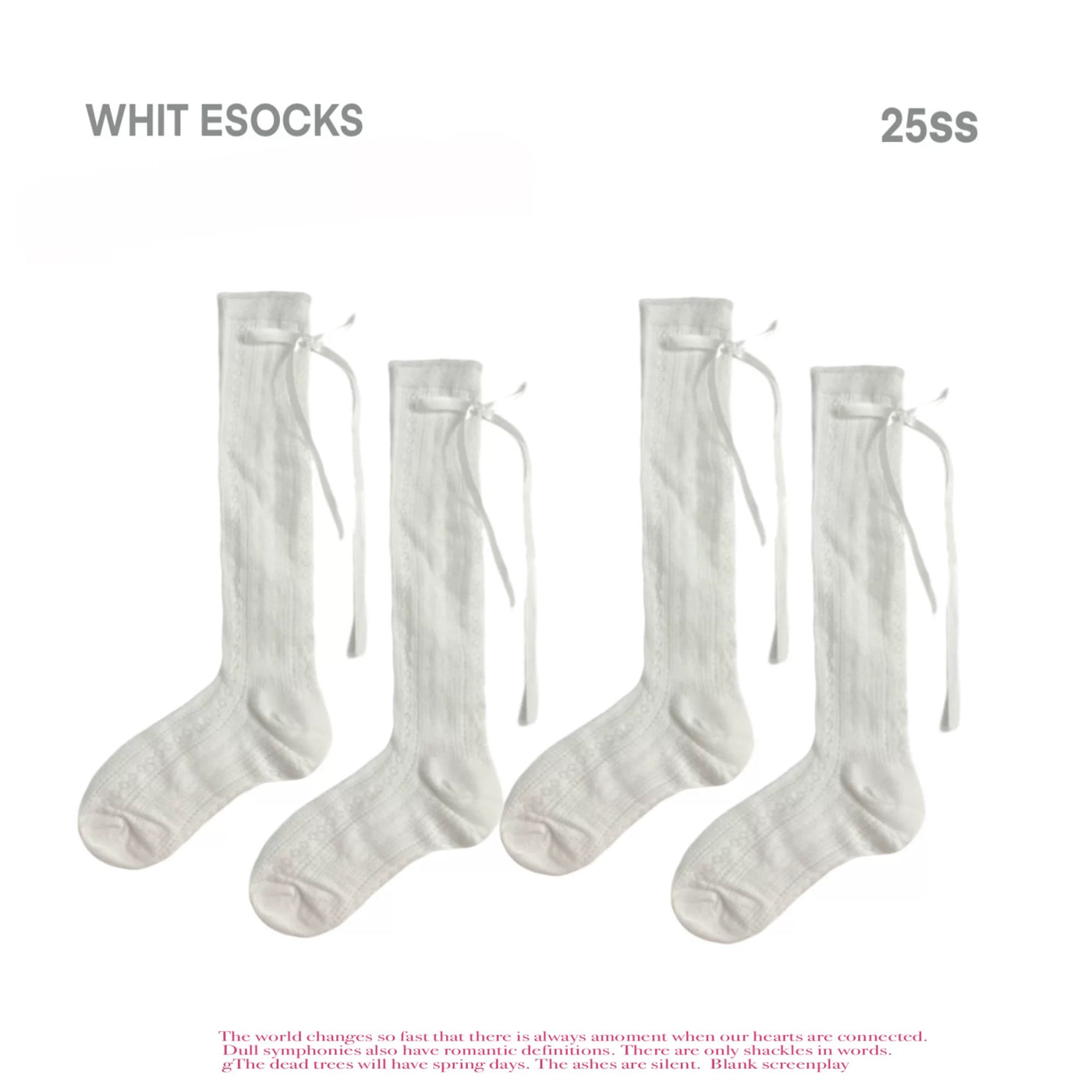 White Socks - Ballet Openwork - Patterned Openwork Mid-Calf Socks