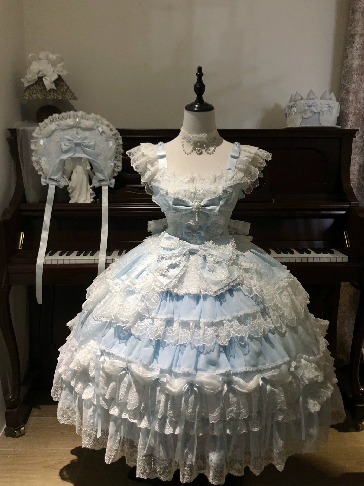 Sugar Girl - Eternal Floral Whisper - Sweet Lolita Tiered JSK Dress with Lace