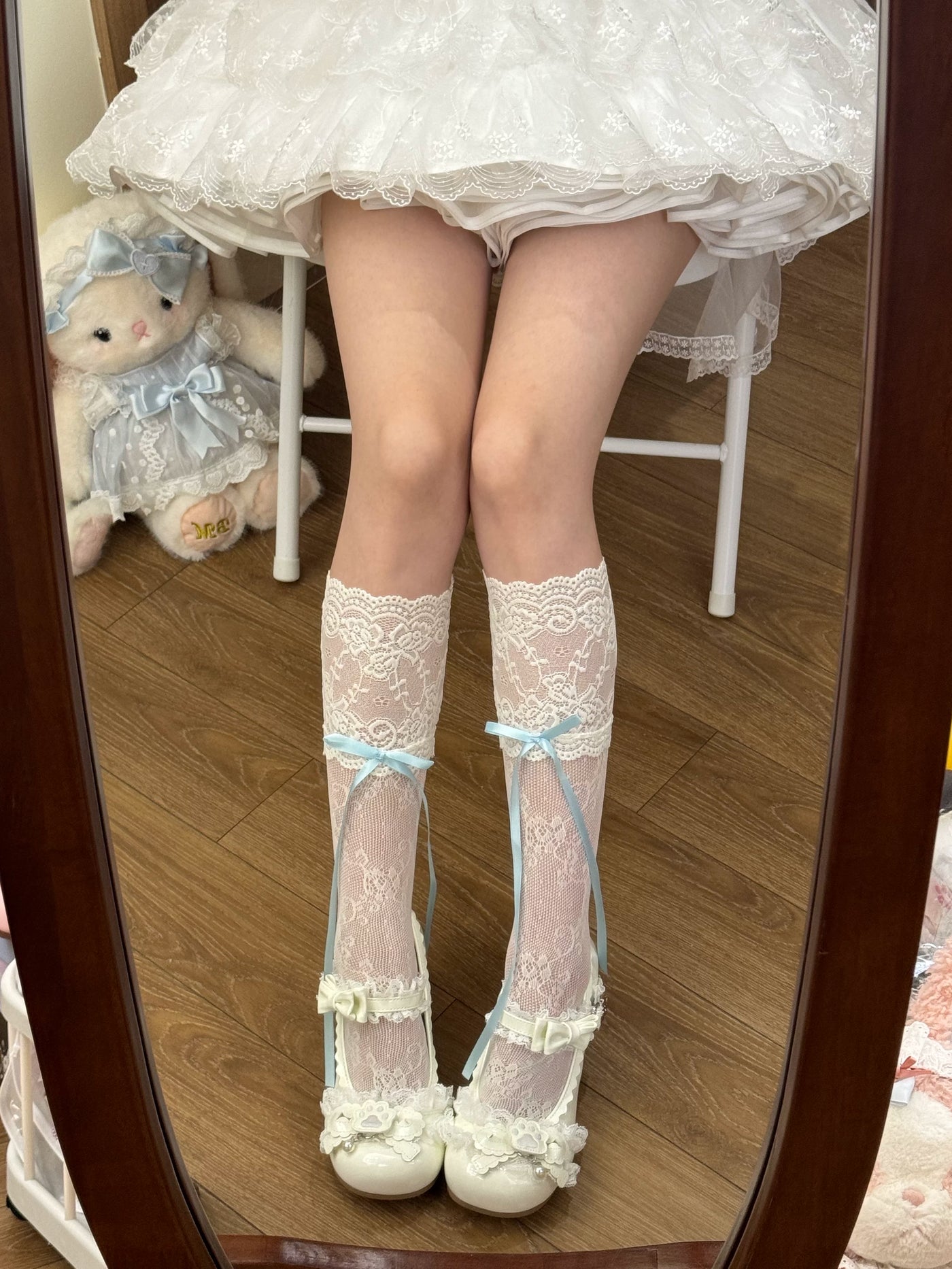 Fantasy Doll - Sweet Lace Bow - Long Socks with Lace Trim and Bow Options