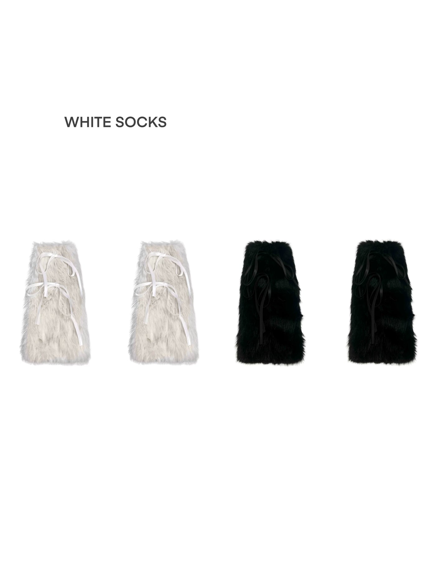 White Socks - Y2K Furry - Furry Leg Warmers with Long Tie Cords