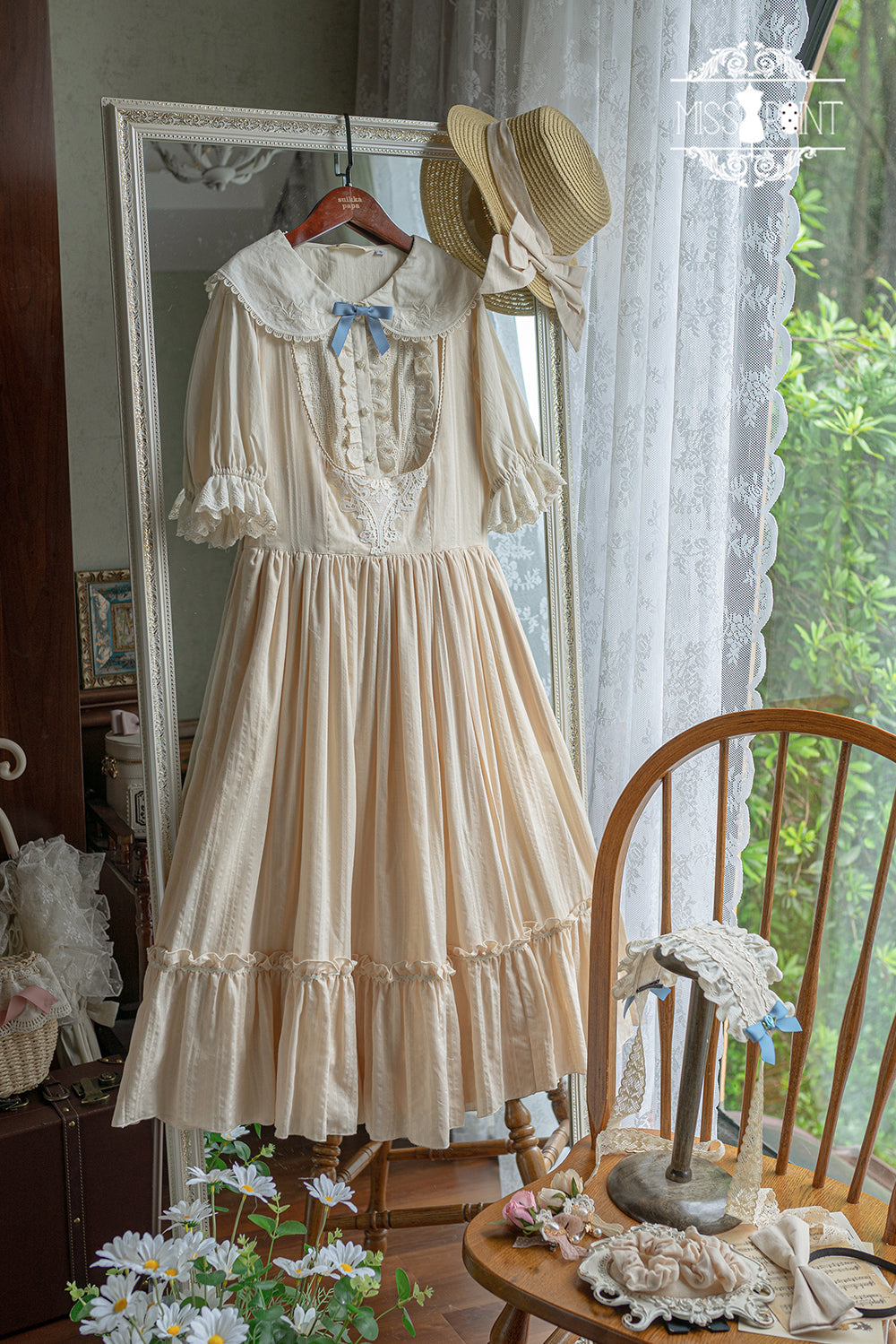 Happy Summer - Elegant Lolita Floral JSK Dress XS ivory color JSK