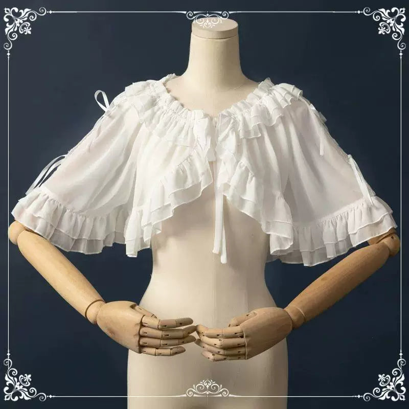 Sweetheart Dream Machine - Summer Shawl - Short-Sleeve Sheer Shawl with Ruffle Trim