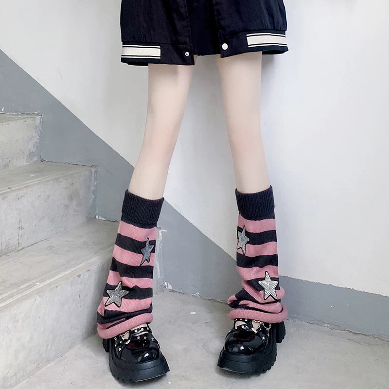 Floral Milk Cat - Star Patch - Leg Warmers with Sequin Star Details