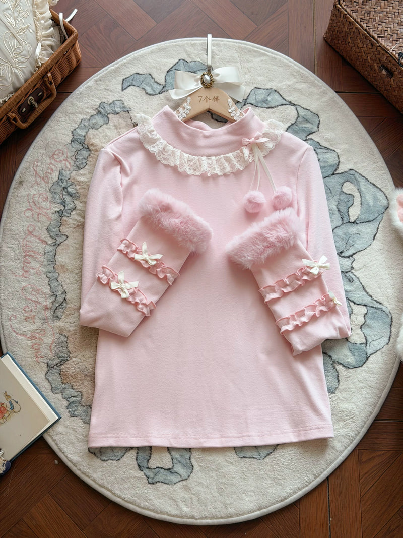 Cat Upon Cat Little Furball 2.0 Thick Winter Top — Light Pink 2.0