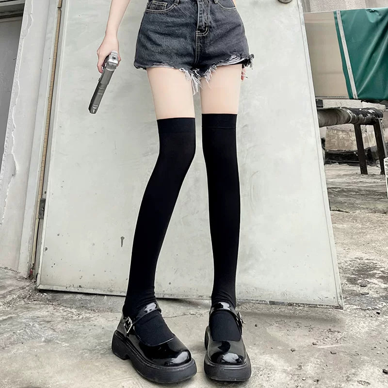 Floral Milk Cat - Sheer Thigh-High - Lightly Sheer Over-the-Knee Stockings with a Smooth Top Band