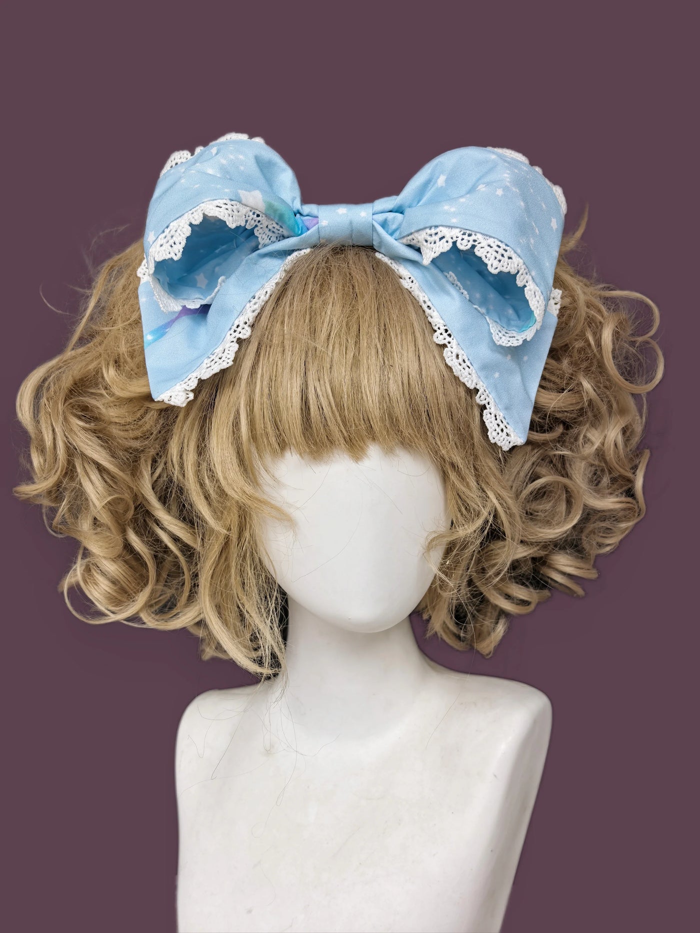 Sleepy Bear - Kawaii Lolita Bear and Star Printed Dress Light Blue KC Only (one size / choose M) S Pre-order