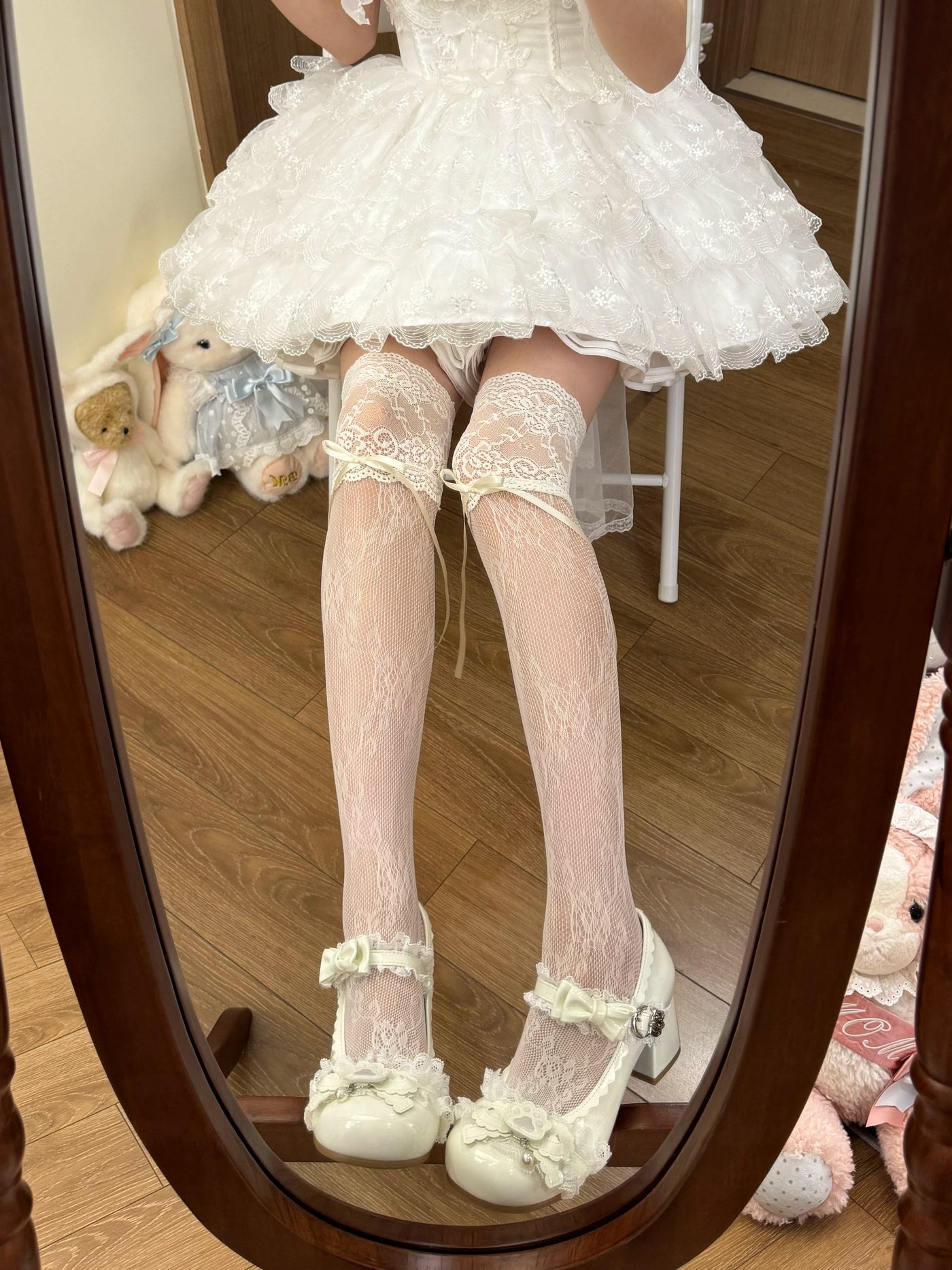 Fantasy Doll - Sweet Lace Bow - Long Socks with Lace Trim and Bow Options