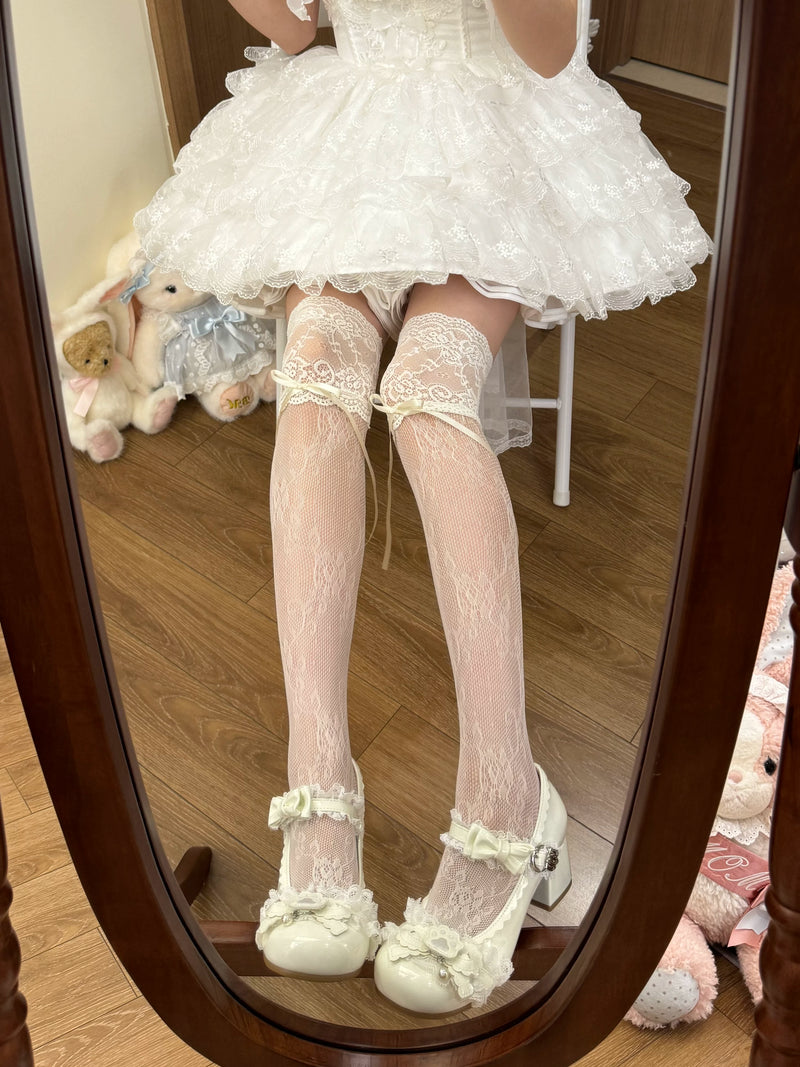 Fantasy Doll - Sweet Lace Bow - Long Socks with Lace Trim and Bow Options