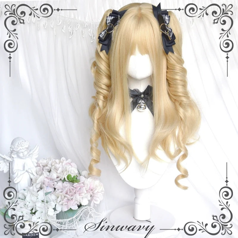 Sinwavy - 55CM Blonde Lolita Curl Wig - Detachable Double Ponytail Wig