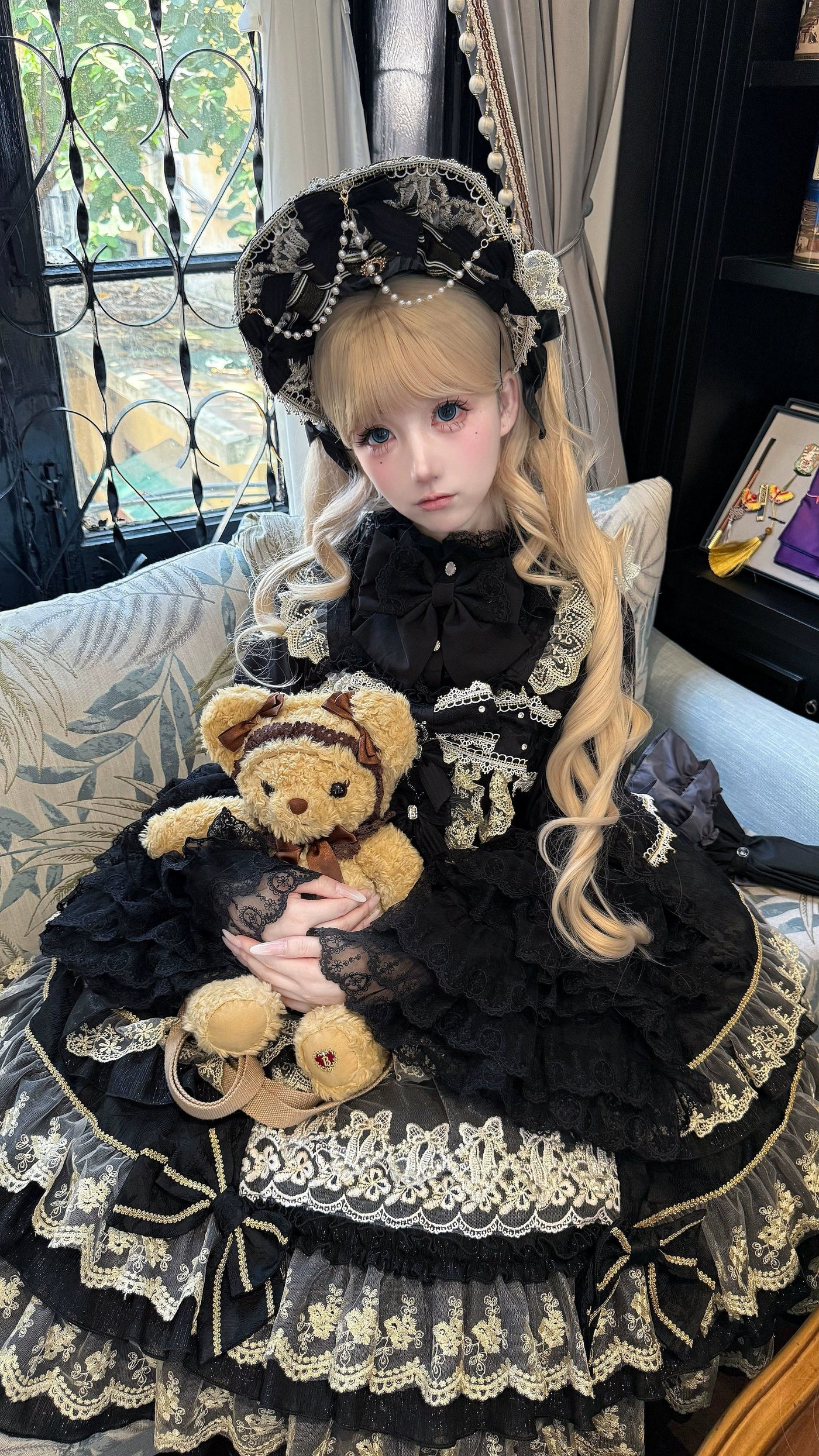 Hanguliang - Gem Crown - JSK Dress with Tiered Ruffles and Ribbon Bows - option image