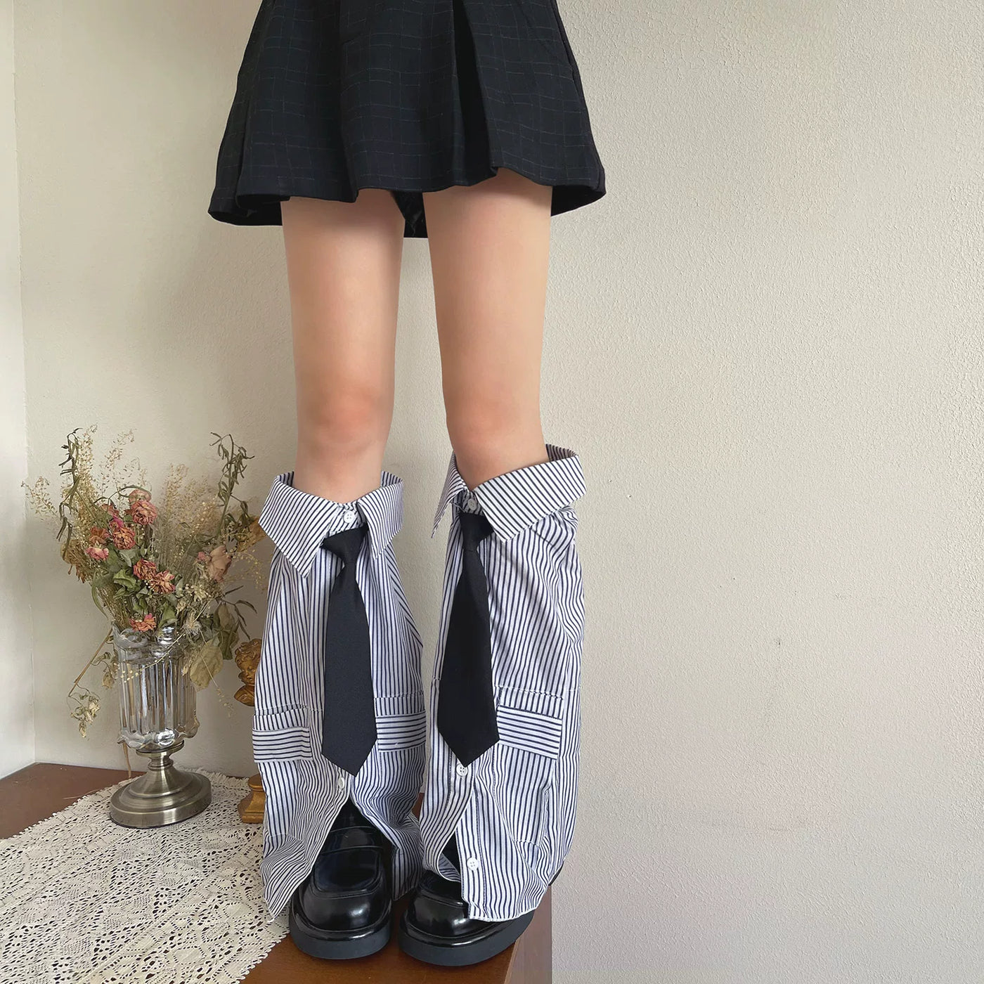 Sock Noble - Sailor Stripe - Blue-and-white striped sock covers with collar and tie