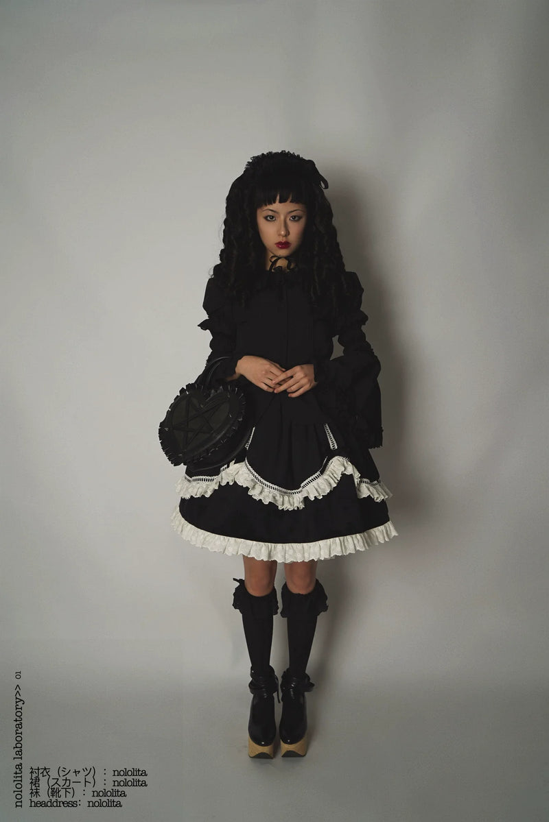 Nololita - Nightingale - Doll-Collar Blouse with Sleeve, Bow Tie and Lace Sock Options - option image