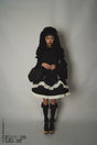 Add-on cream lace socks black (in stock, ships in 7 days) / One Size