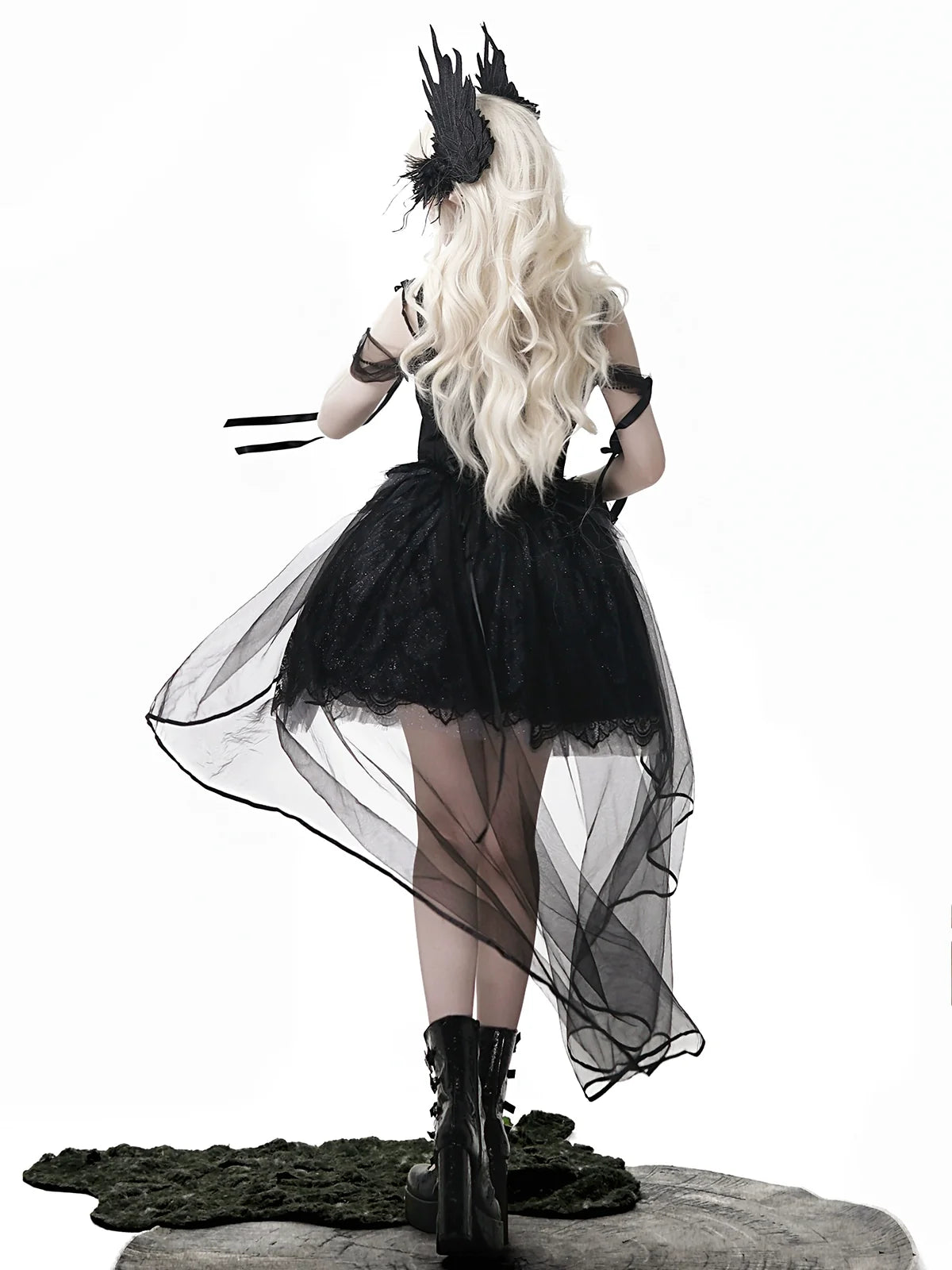 Your Princess - Star Swan Dream - Black Gothic Lolita JSK Dress, Swan Embroidery
