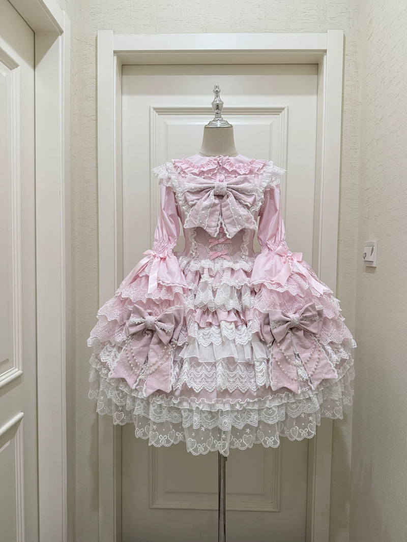 Hanguliang Cross Heart Knot Sweet Lace JSK Dress