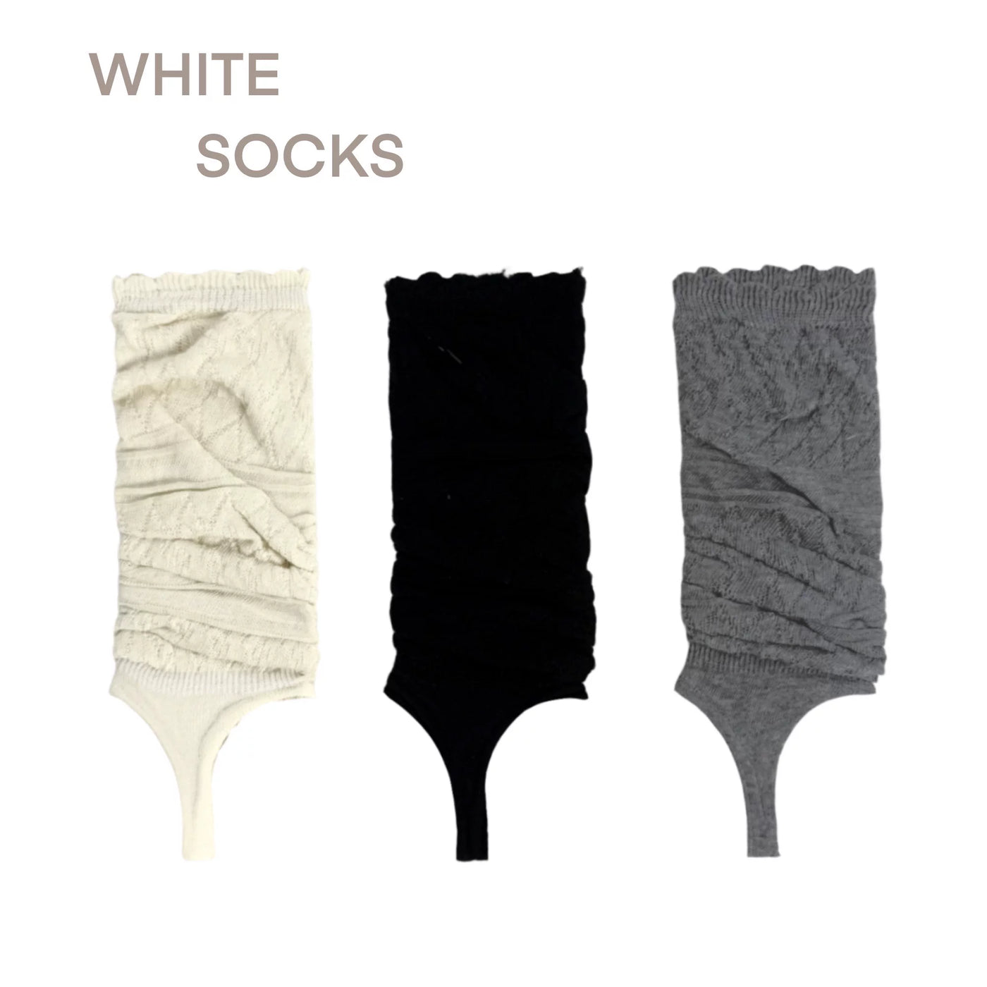 White Socks - Openwork Slouchy Knit - Sock Covers