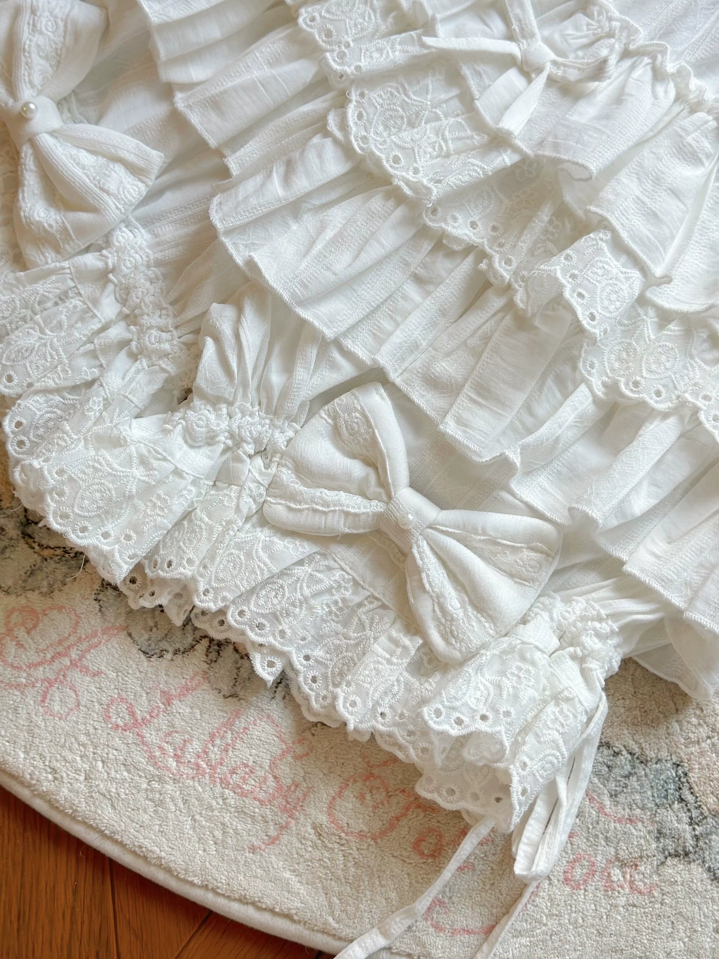 Jelly Girl - Layered Lace Bloomers - White or Beige Cotton Pumpkin Bloomers with Lace Ruffles
