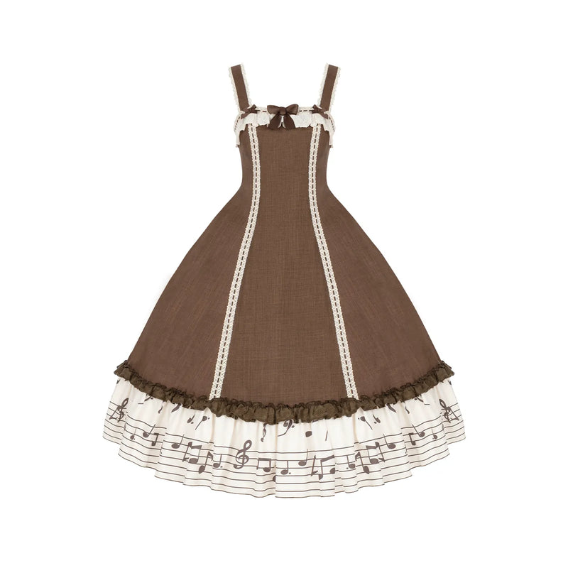 With PUJI - Solo Moments - Lolita JSK Dress, Print & Ruffle Trim detail view 8