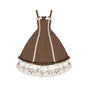 Brown Shoulder Strap Adjustable Ruffled Large Swing JSK Early Stock / S