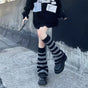 50cm rolled-edge knit---black-gray stripes / One Size