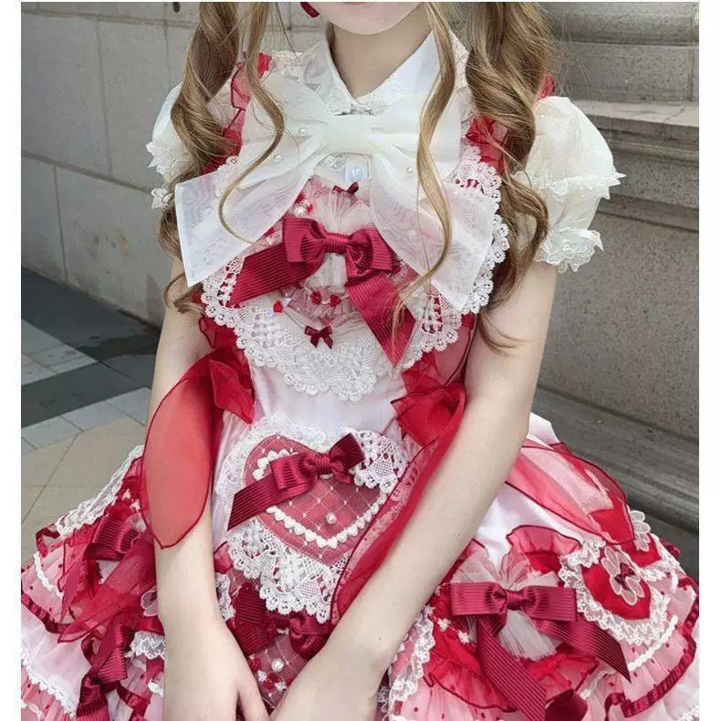 Sweetheart Dream Machine - Strawberry Secret Garden - Puff-Sleeve Blouse with Lace Trim