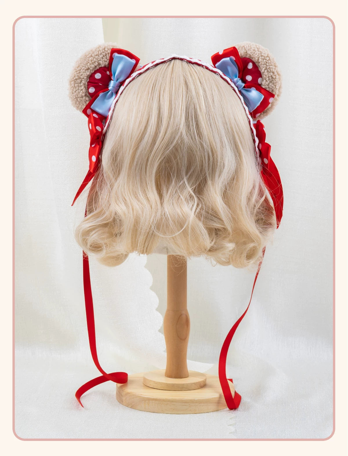 Stardust Rose - Strawberry Polka Dot - Six-Style Headwear Selection with Ice-Blue Ribbons