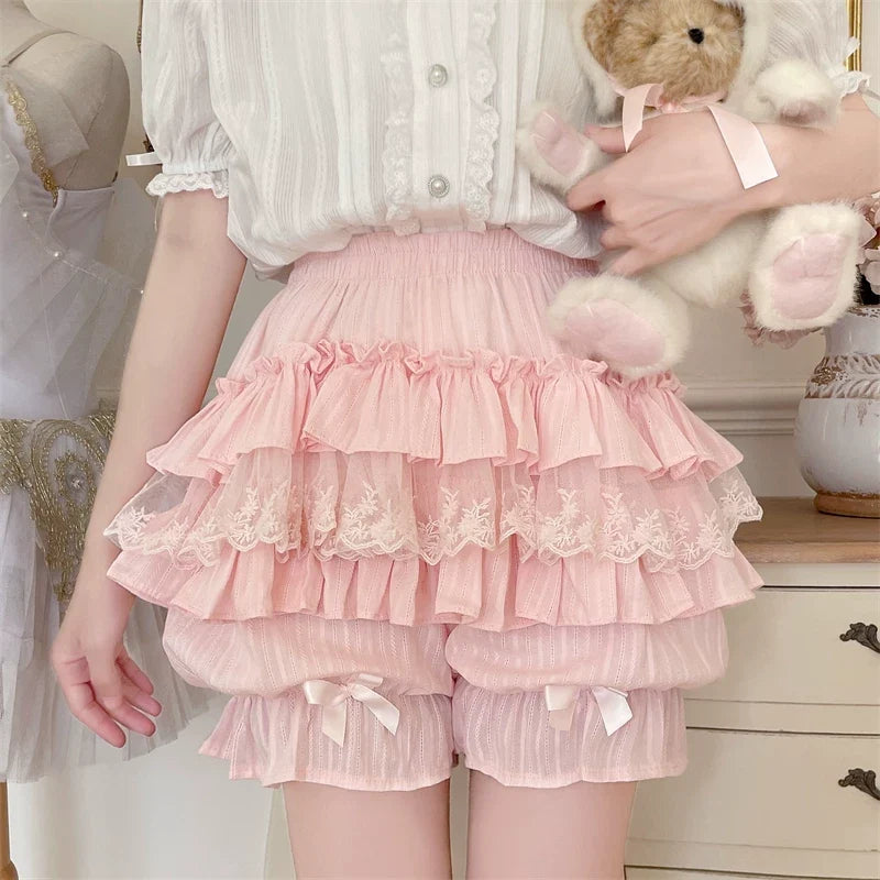 Sugar Girl - Sweet Lolita Cotton Bloomers - Ruffles and Bows Hand Accessory