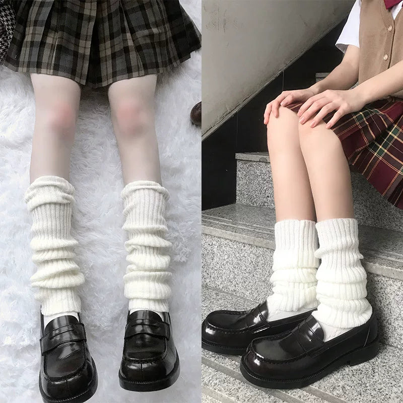 Floral Milk Cat - Ribbed Scrunch - Knit Leg Warmers in 40 cm and 50 cm Lengths