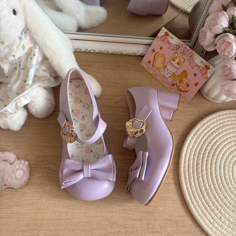 Kitten Toast – Hugging Cat – Bow Mary Jane Shoes in Lilac - 4.5 cm Heel — product photo 21