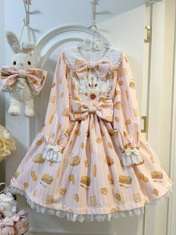 White Tea Story - Kitten Bread Sweet Lolita OP - Long-sleeve sweet