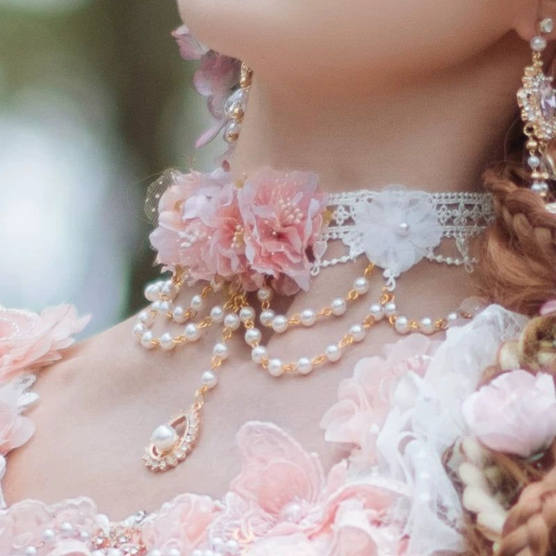 Handmade - Floral Bonnet Headwear - Sweet lolita bonnet headwear
