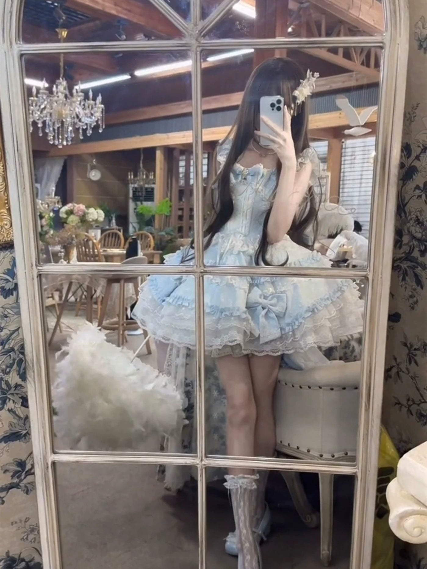 Dream Bunny - Cloud Fluff Sweetheart - Ruffled JSK with Train and Waist Bow