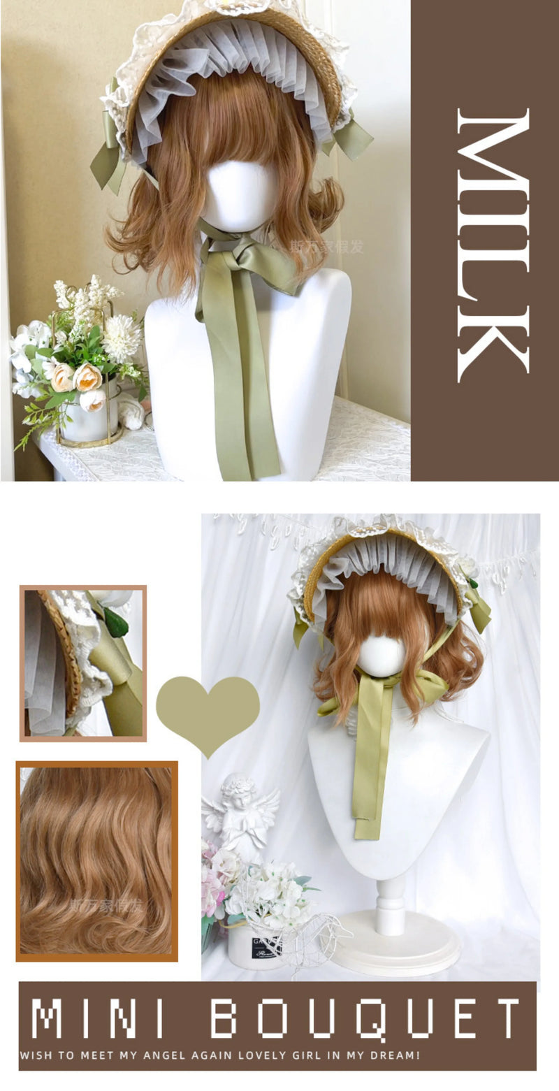 Flaxen golden brown short wool-curl wig - additional view 3