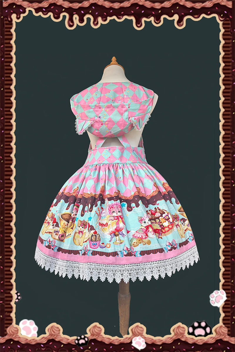 Infanta - Cream Kitty - Cotton Sateen Suspender Dress