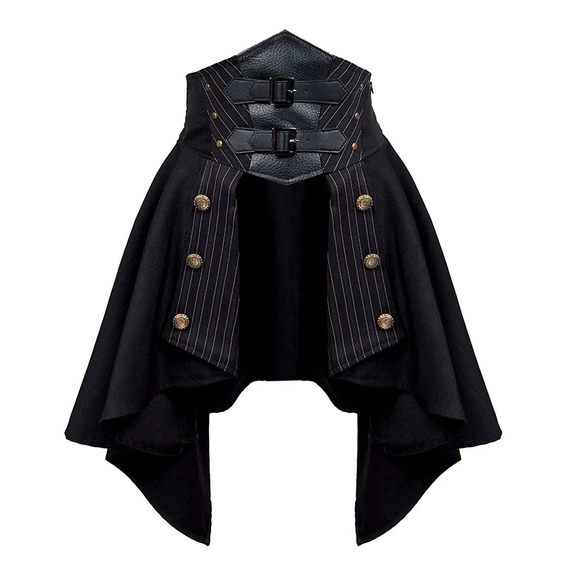 Mr. Yi's Steam Continent - Steam Continent - Gothic Lolita Skirt with Striped Bow and Irregular Hem