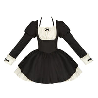 With PUJI - Suki - Maid Lolita OP Dress, Ruffle Trim & Square Neckline - Black Generated Ruffled Short OP In stock / S