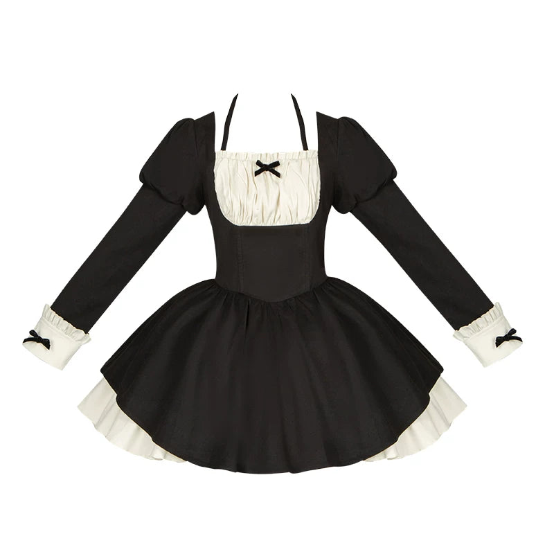With PUJI - Suki - Maid Lolita OP Dress, Ruffle Trim & Square Neckline detail view 9