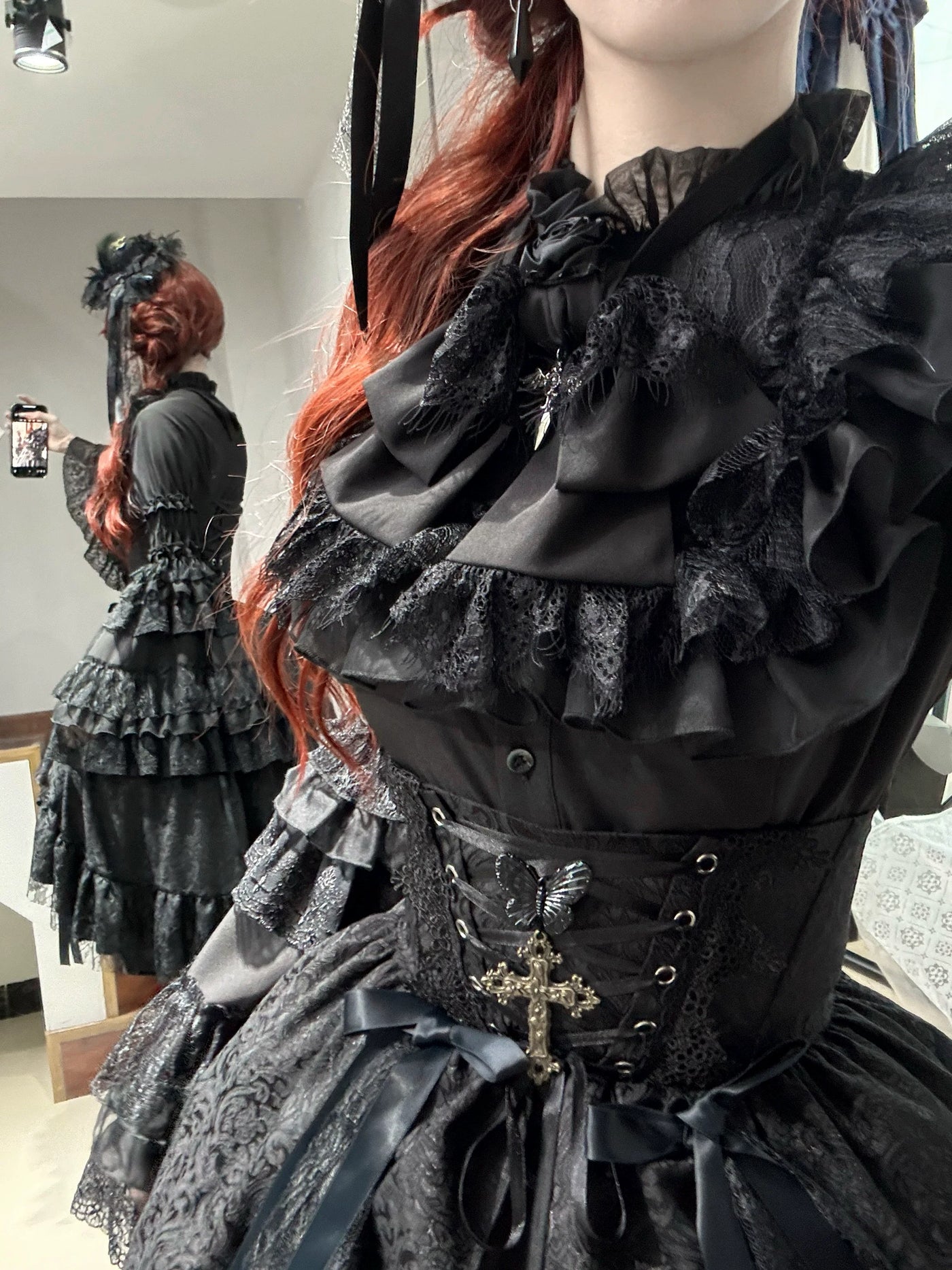 Nightingale Girl - Eternal Taboo - Gothic Lolita Skirt with Princess Sleeve Blouse