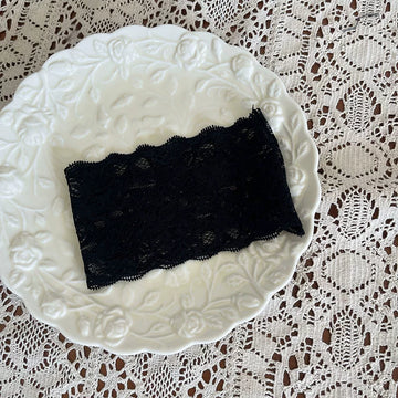 Sock Noble - Dark Lace Layering - Black lace stockings with pearl bow details