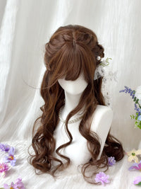 Kunkun Fish - French Rose - long curly full wig - Long - Chocolate Brown [Pre-styled] + Black Hair Net